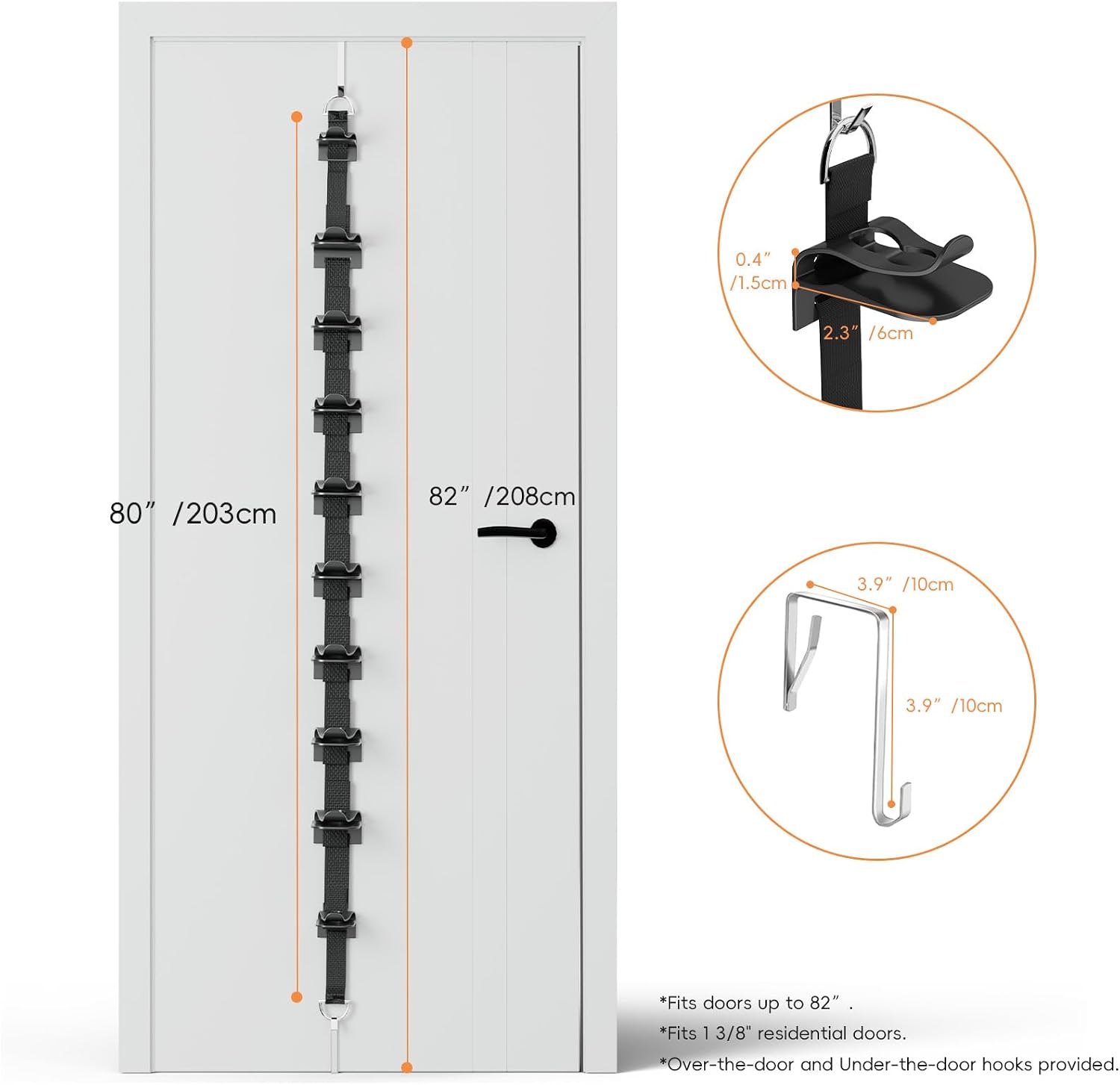 Hat Rack for Door, Over the Door Hat Organizer for Baseball Caps with 10 Adjustable Hooks Holds Up to 20 Caps, Space-Saving Storage for Closet Bedroom Door Entryway, Black