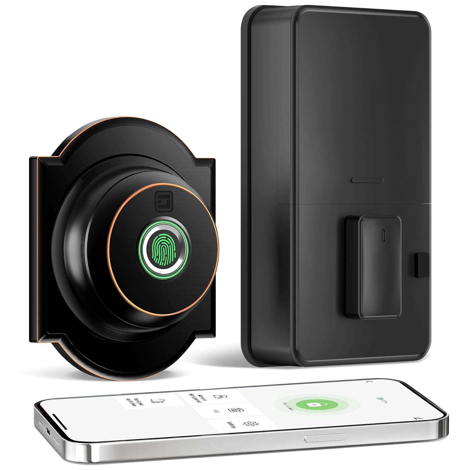 GeekTale Fingerprint Deadbolt with App, Smart Deadbolt Lock for Front Door, Keyless Entry, Biometric Deadbolt, Electronic Door Lock, Easy Installation