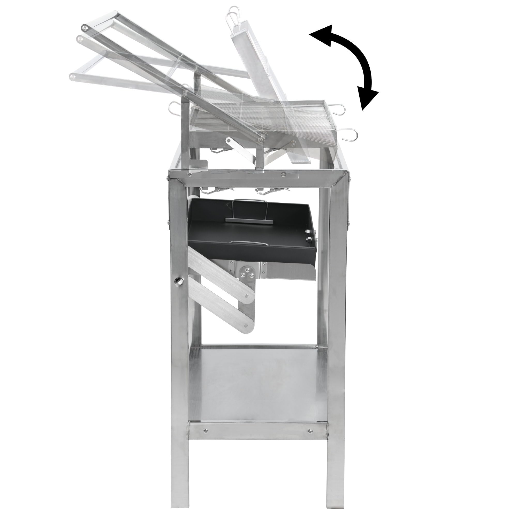 BBQ-Toro Barbecue a carbonella con griglia girevole a 360°, in acciaio inox, 110 x 60 x 110 cm, con vassoio per carbone regolabile in altezza su 4 livelli, barbecue a carbone, carrello per barbecue