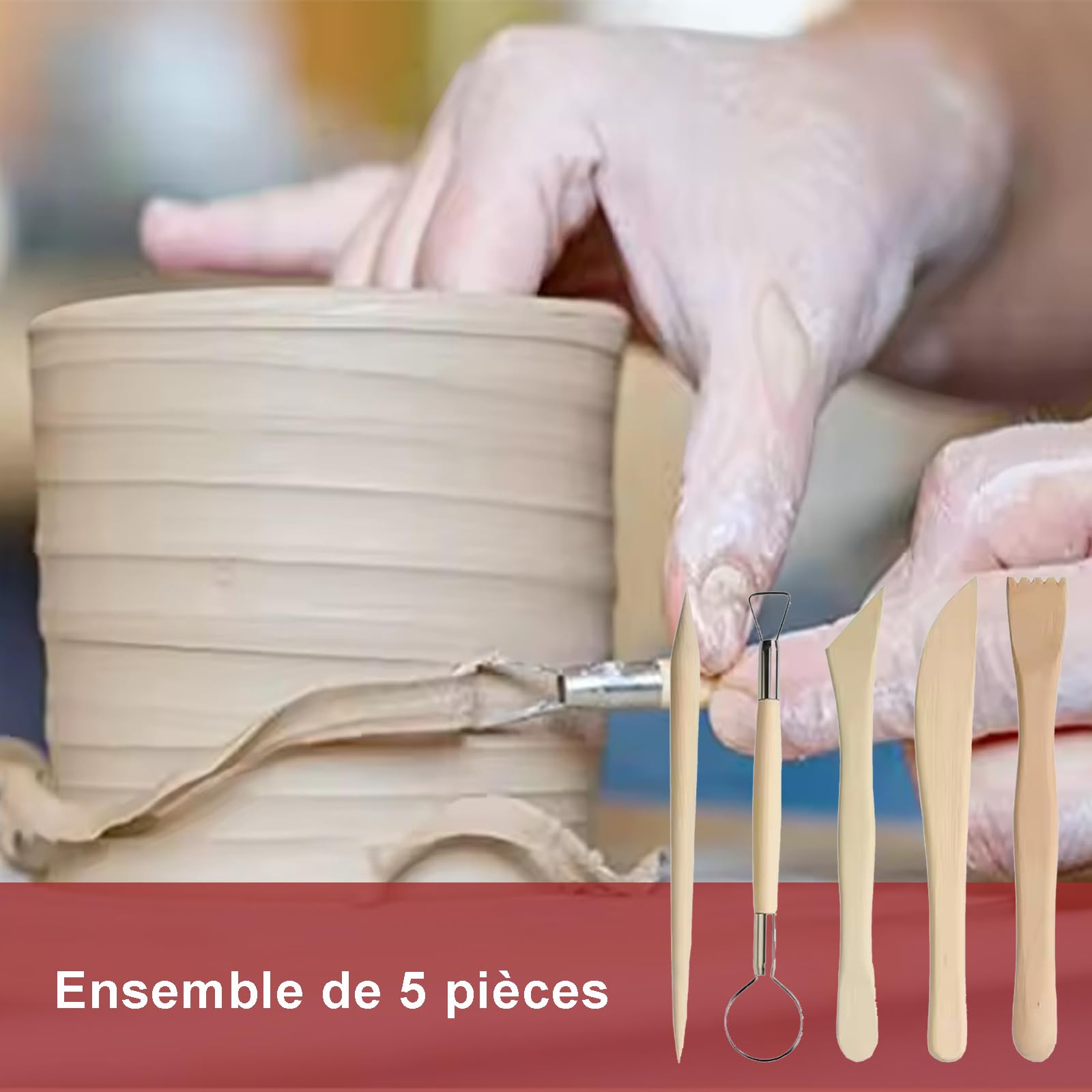 Longivia® Kit Complet De 13 Outils De Modelage En Bois De Hêtre Naturel - Sculpture Argile & Poterie Enfants Et Adultes