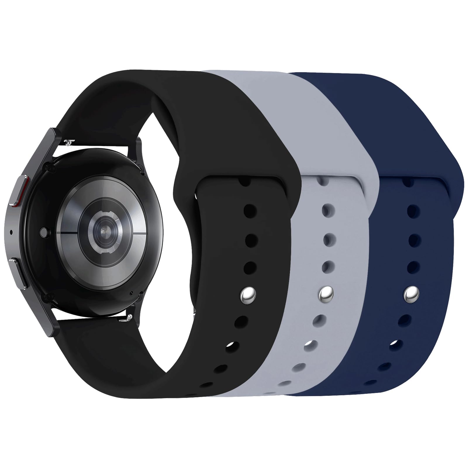 3 PACK Bands for Samsung Galaxy Watch 6/6 Classic Band 40mm 44mm 43mm 47mm, Galaxy Watch 5/5 Pro/Galaxy Watch 4 Band, 20mm Soft Silicone Sport Replacement Strap for HUAWEI GT 3 42mm for Amazfit GTS 4
