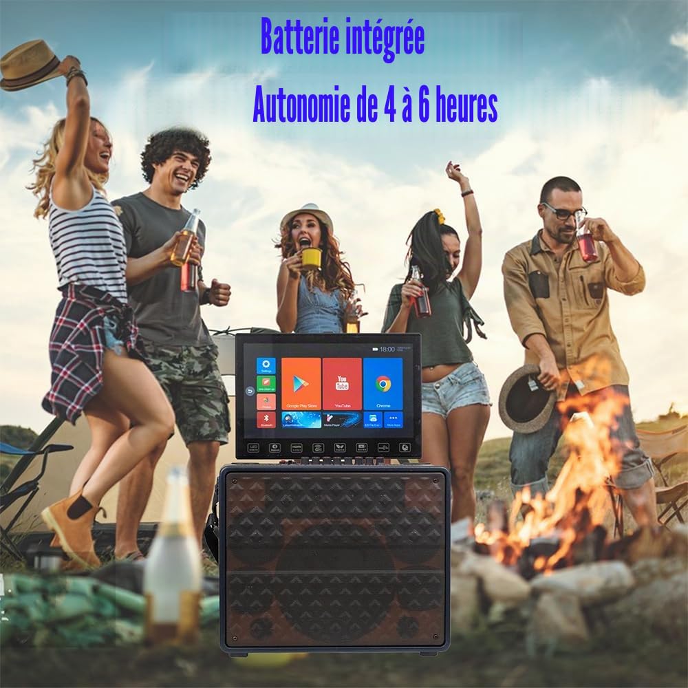 Portable Karaoke Machine, Professional Karaoke Bluetooth Speaker Touch Screen, Used for Home Singing, Dancing, Parties, Watching Movies, Supporting Bluetooth/TF/USB/AUX/TWS/WiFi/Connection to TV