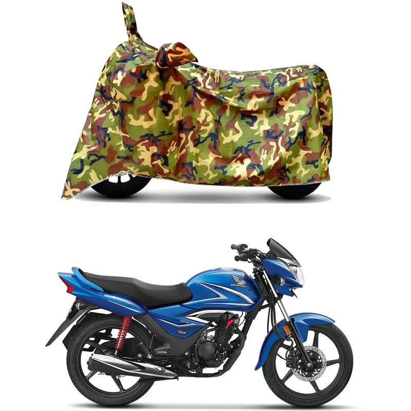 Image of Waterproof 100% PVC Coated Full Bike Scooty Two Wheeler Body Cover Compatible for Honda Shine Disc /UV-Rays /Heat Protection /Birds Dropping /Scratchproof /Dust Proof [6X6 Jungle Print]