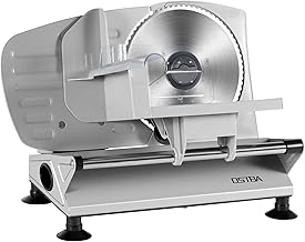 OSTBA Meat Slicer, Electric Deli Food Slicer with Removable Stainless Steel Blades, Adjustable Thickness Meat Slicer for Home Use, Easy to Clean, Ideal for Cold Cuts, Cheese, Bread, 150W