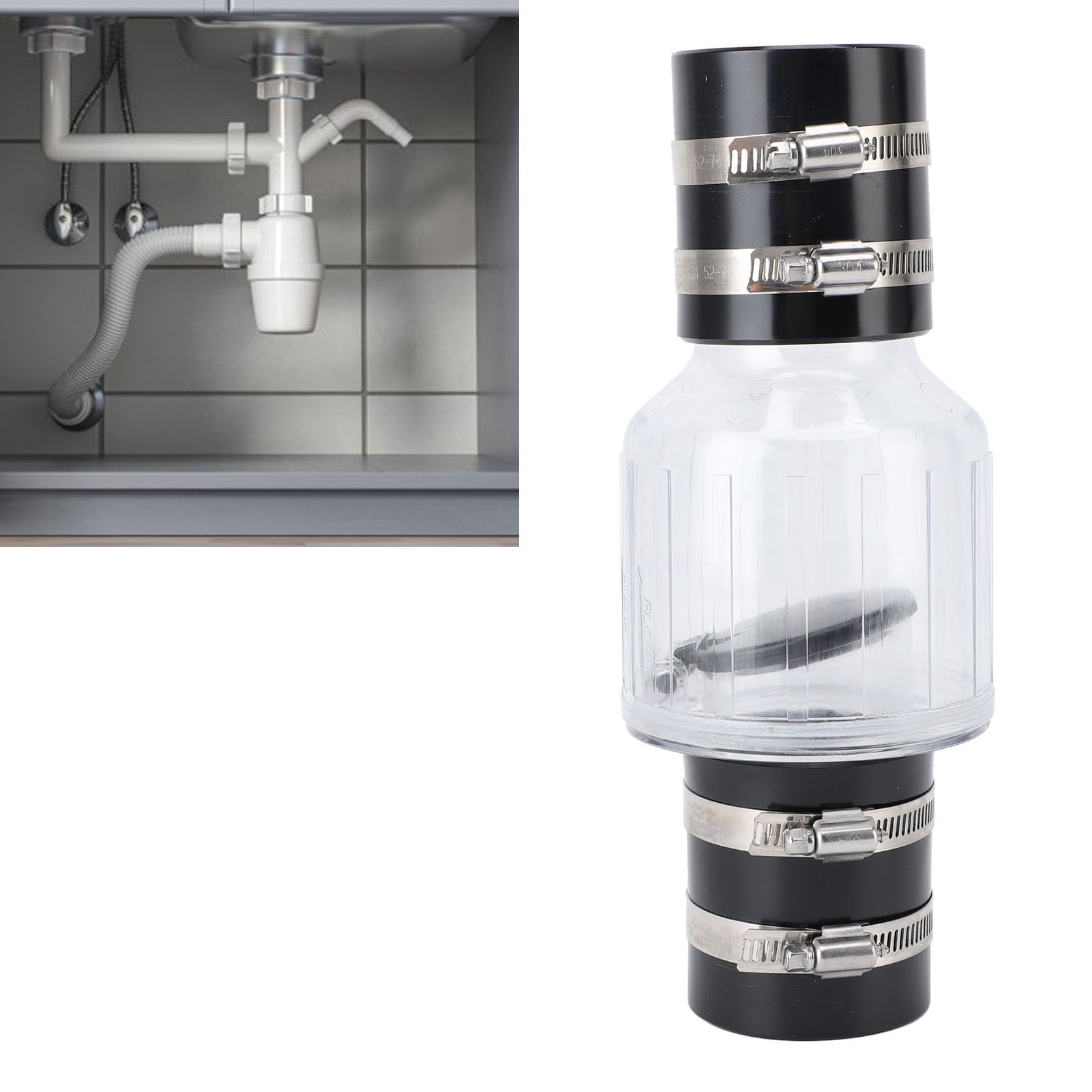 SILENT SEWAGE SUMP PUMP CHECK VALVE SPRING LOADED FLAPPER QUIET FOR EFFICIENT WATER MANAGEMENT ABS MATERIAL (Large)