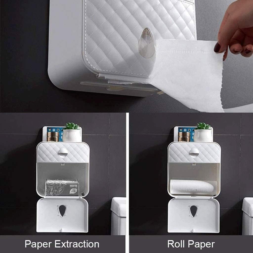 Dispenser di asciugamani di carta fissato al muro, bagno Dispenser di carta igienica senza perforazione senza perforazione Supporto for sacchetti di immondizia Dispenser di estrazione di carta for la