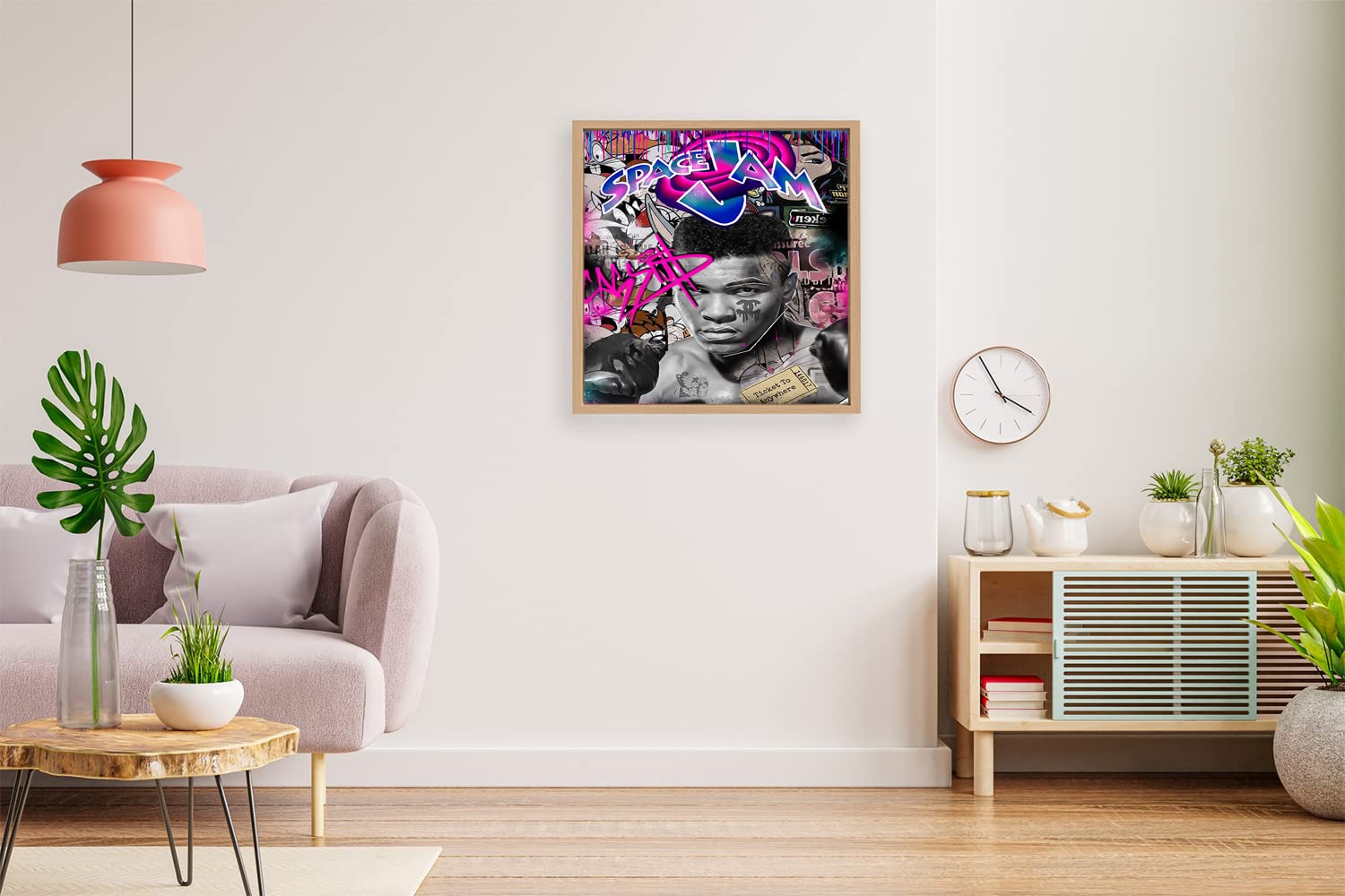 VERRE ART Designs Print Wooden Floater Framed Canvas Wall Art Decoration Poster (14x14 Inch) - ALI SPACEJAM