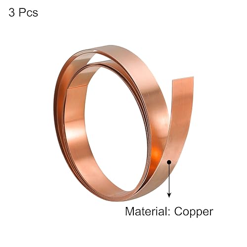 Miniatura 3 de Uxcell Hoja fina de cobre del rollo de la hoja, 3pcs 0.004x0.394x39.370 in rollo de hoja de cobre puro para manualidades, reparaciones eléctricas,