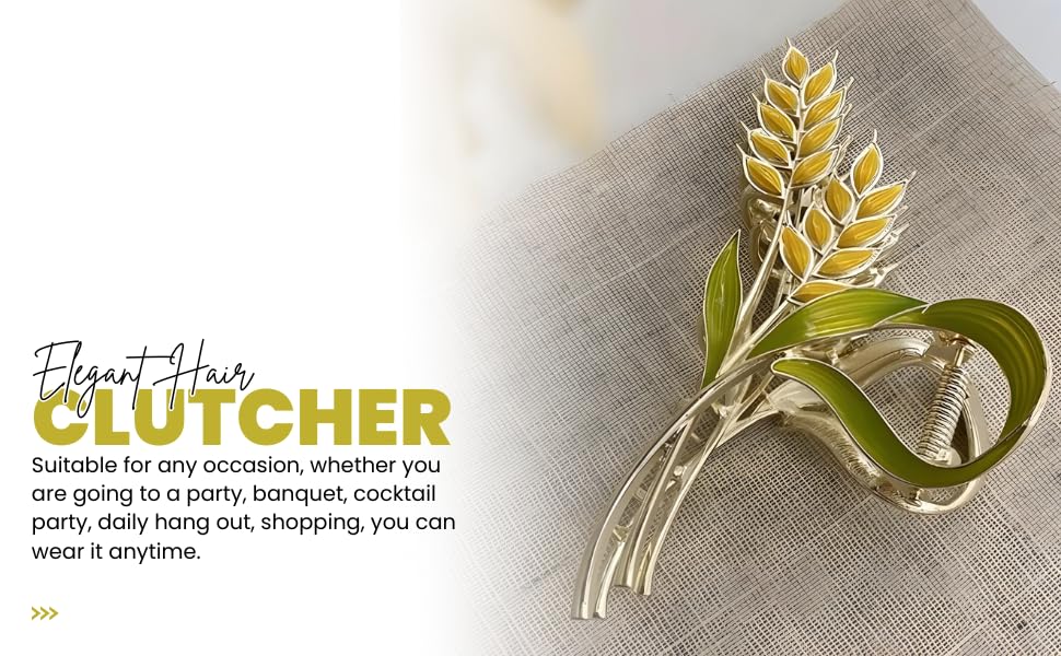 Image of Green Maize Hair Clutcher For Women | Stylish Hair Claw For Girls | Trendy Alloy Metal Clip | Premium & Fashionable Girls Hair Accessories | Suitable In Various Occasions | Pack Of 1