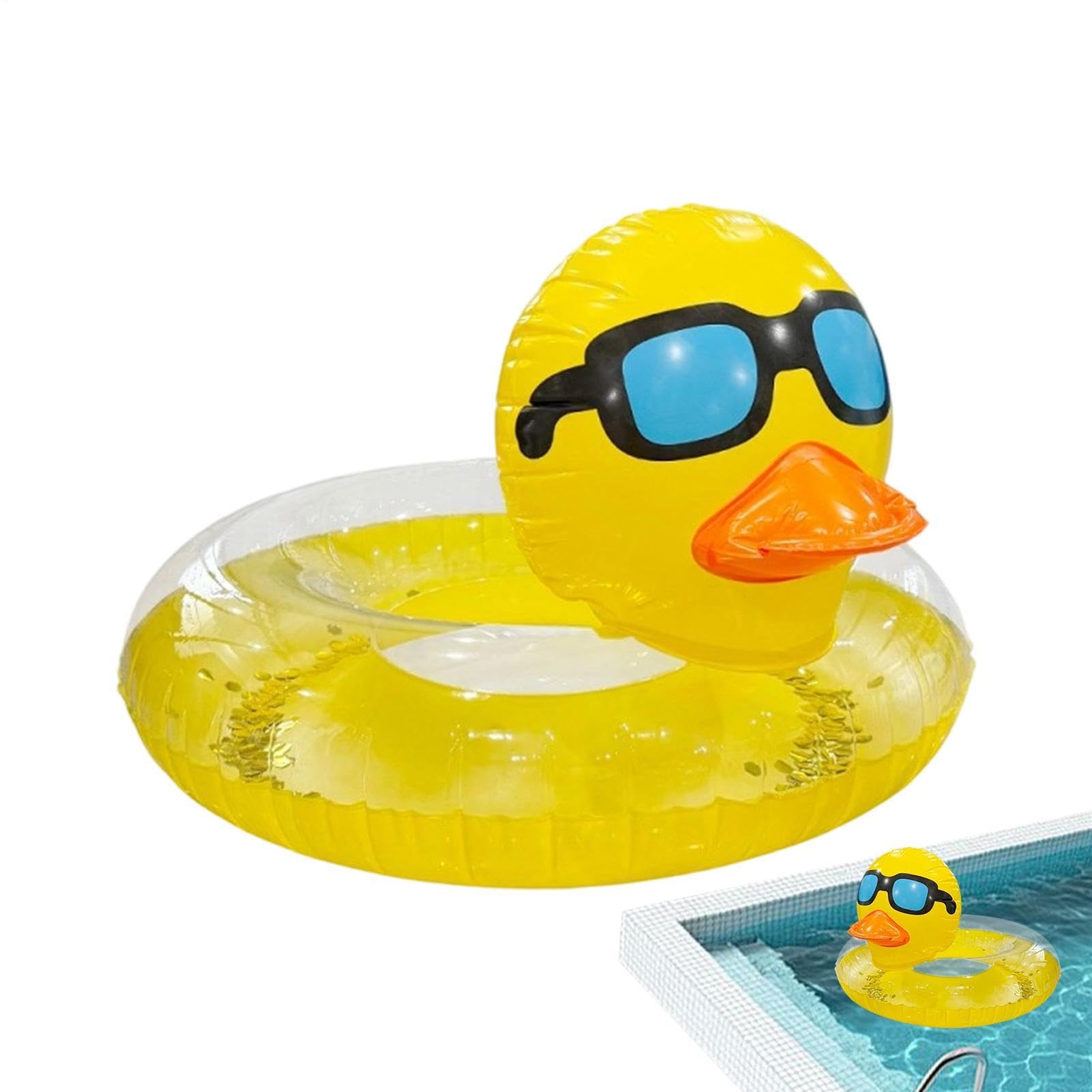 Inflatable Duck Pool Float Tube, Heavy Duty Vinyl UV Resistant Confetti Duck Floatie, Animal Swim Ring Pool Inflatables For Kids Adults Beach Party Vacation