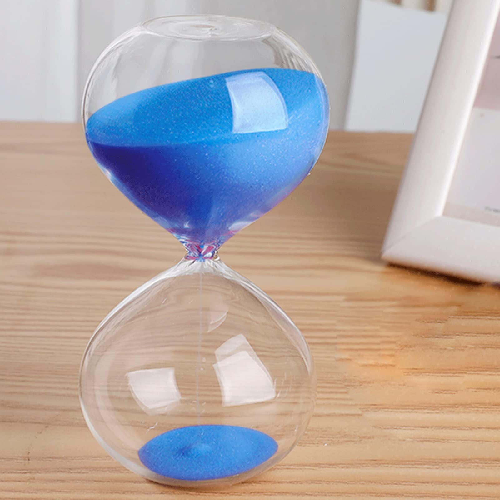 Temporizador de Arena portátil de 45/60 Minutos, Grande, Transparente, for decoración de Escritorio, cumpleaños. ，Reloj de Arena(White)