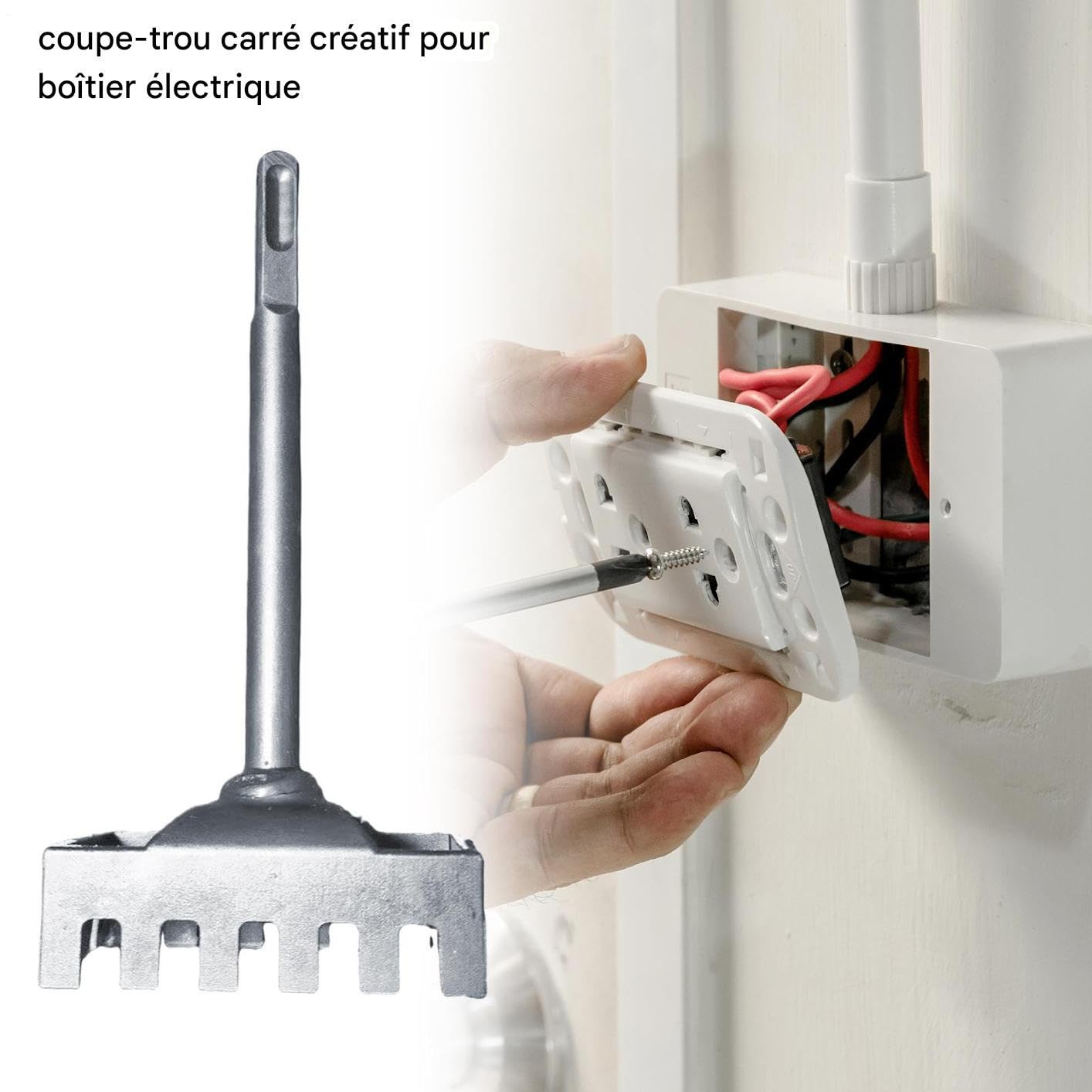 Cortadora cuadrada,Herramienta oscilante Cortador de enchufes de pared - Sierra portátil para cajas y taladro-cuadrado para ladrillos de hormigón