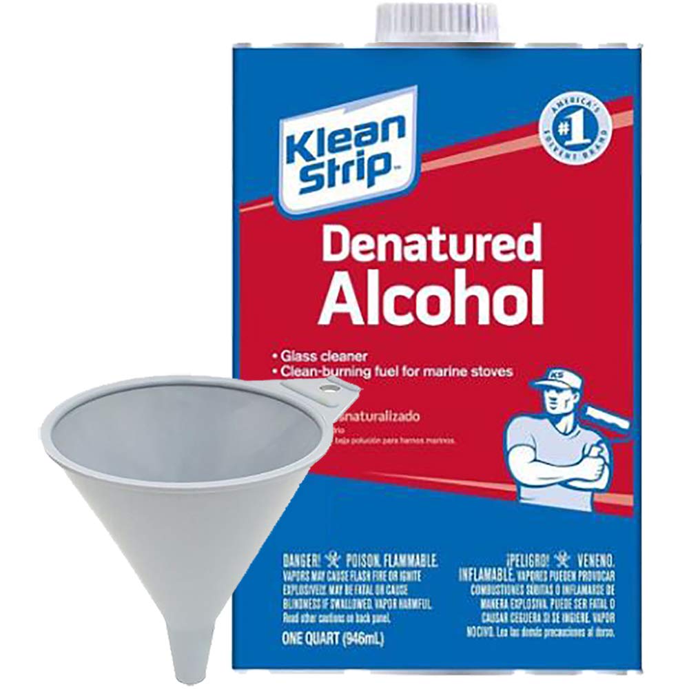 KLEAN-STRIP Klean Strip Denatured Alcohol QSL26 (1 Quart) - Odorless, Clean Burning Fuel with Pour Funnel