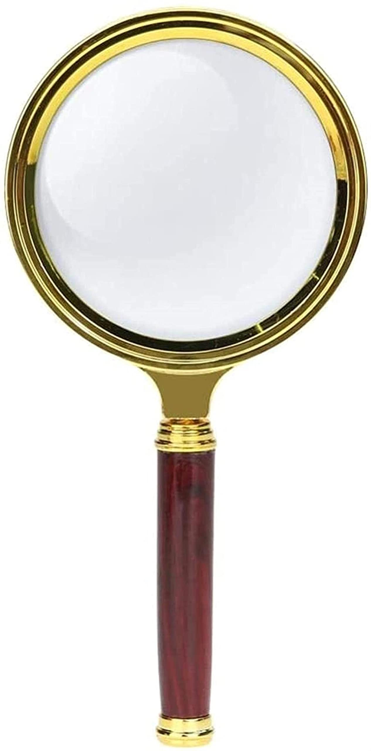 asdchZen Portable 10X Magnifying Glass 75/100Mm Handheld Magnifier Antique Mahogany Handle Magnifier For Reading Book Loupe Glass Beauty Comes,60mm 10x