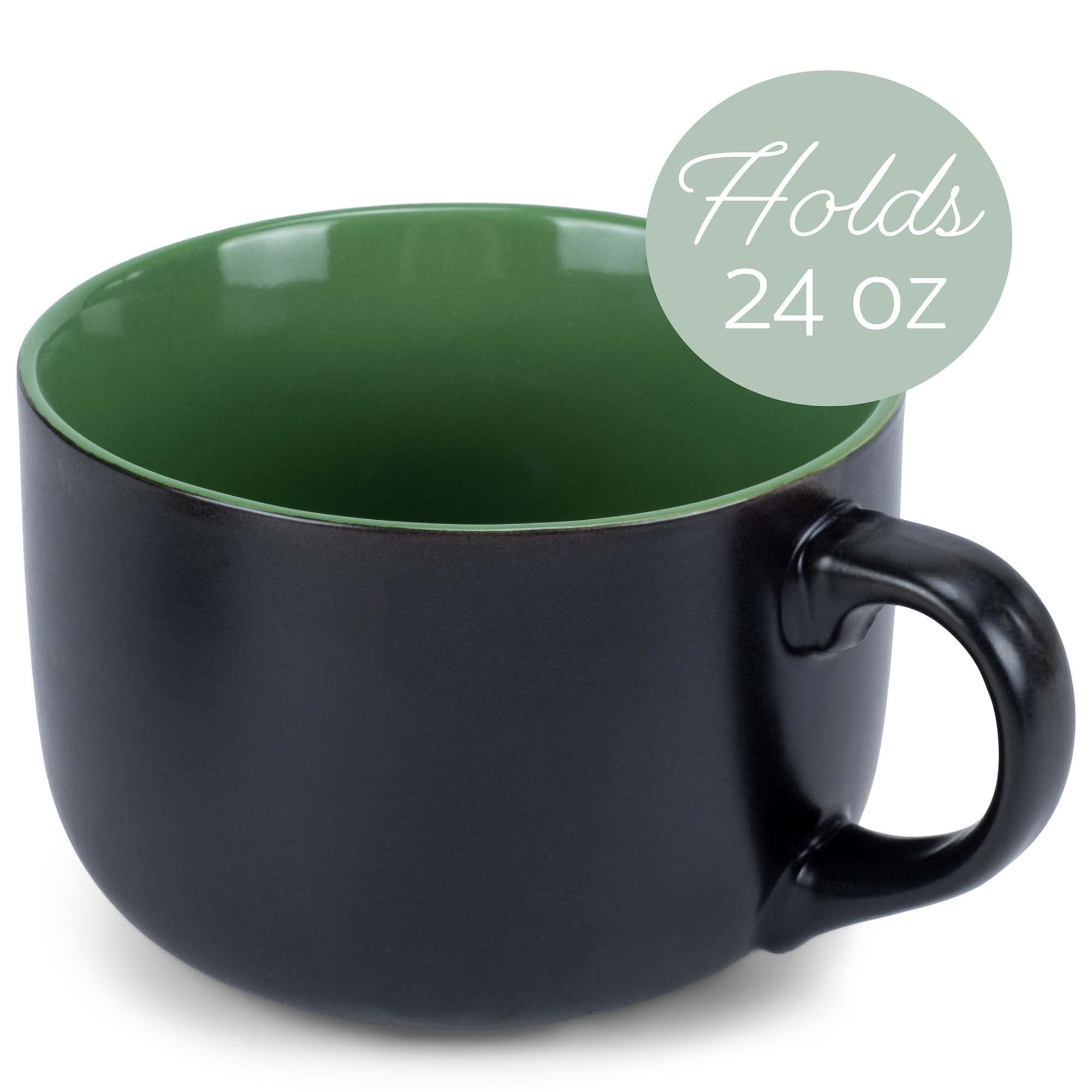 Elanze Designs Kolorowe Pop Green 680 ml błyszczące ceramiczne kubki Jumbo zestaw 4 szt
