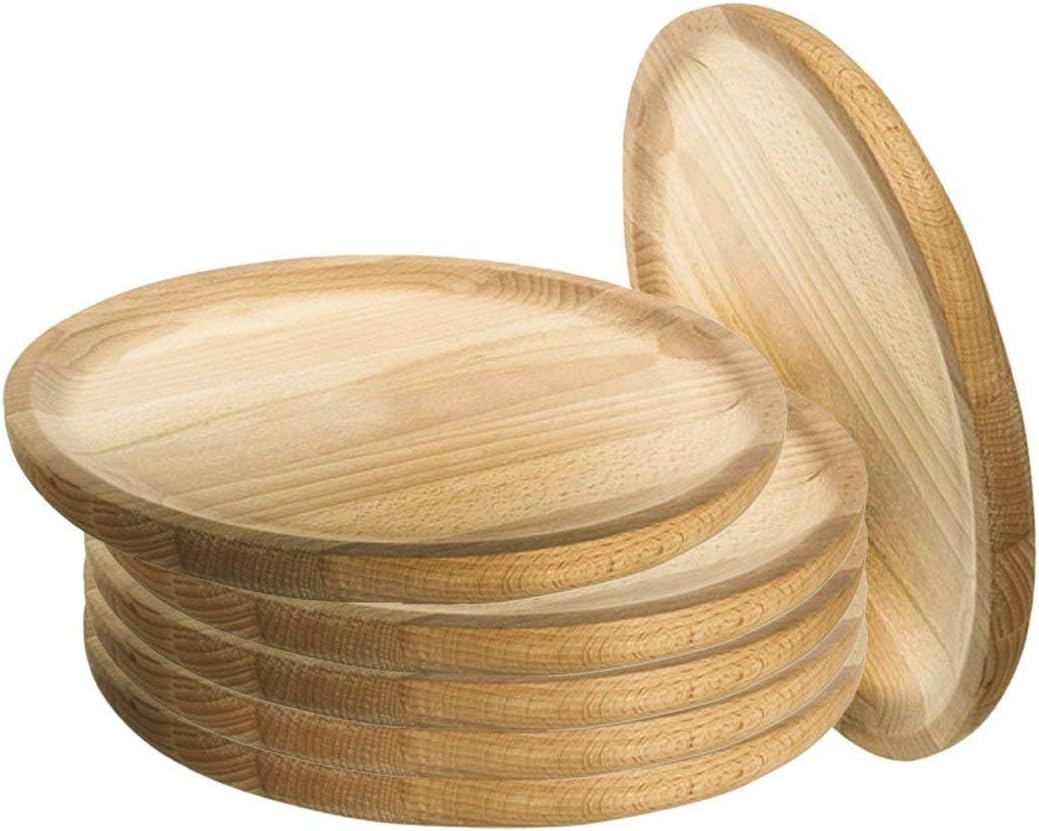 Artema - Wooden Plates - Octopus, Cheese, Salad Plates - Pack of 6 - Ø 20 cm
