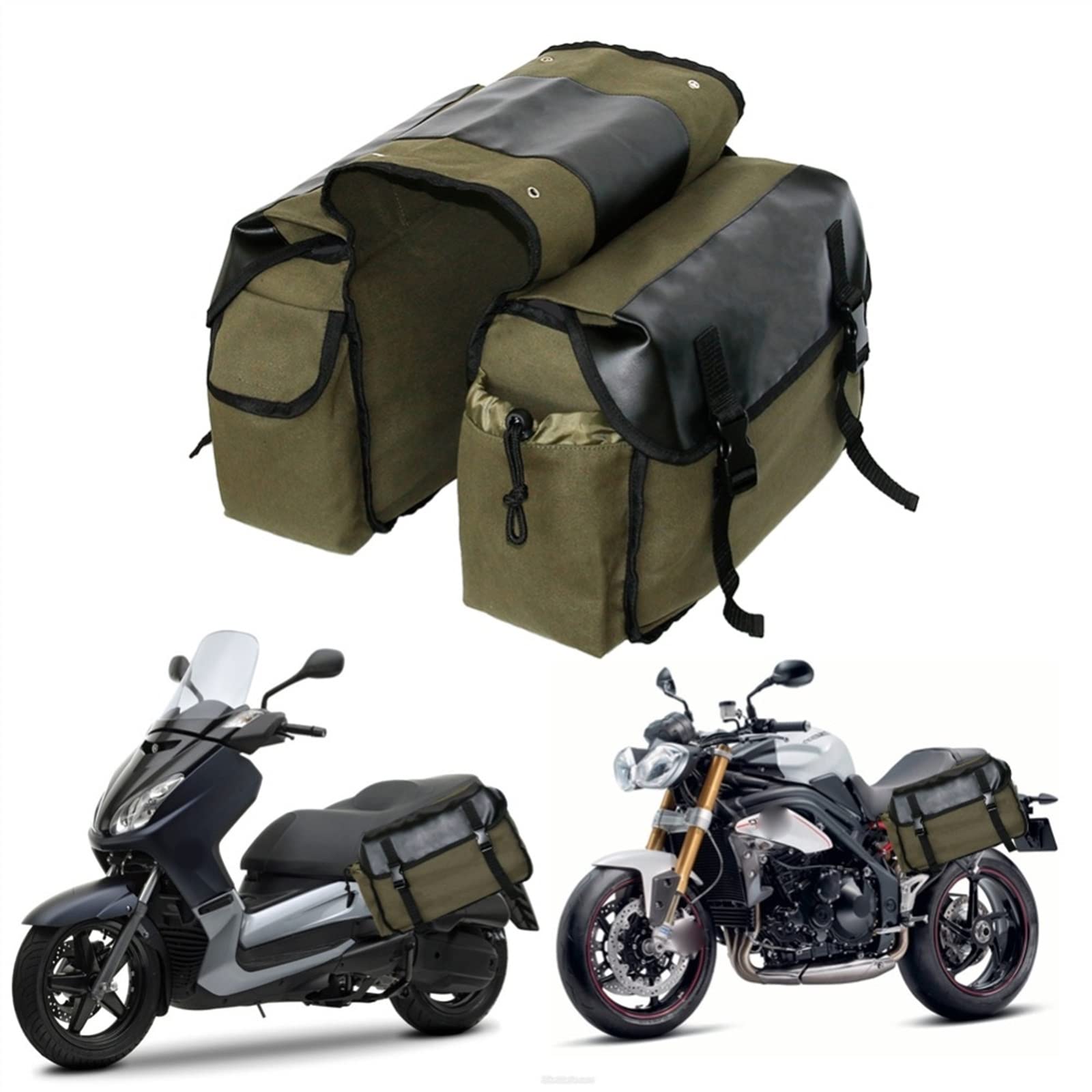 Sacoches Vélo Cuir PU 9L – Lot De 2 Sacs Latéraux Pour Siège Arrière – Neuf