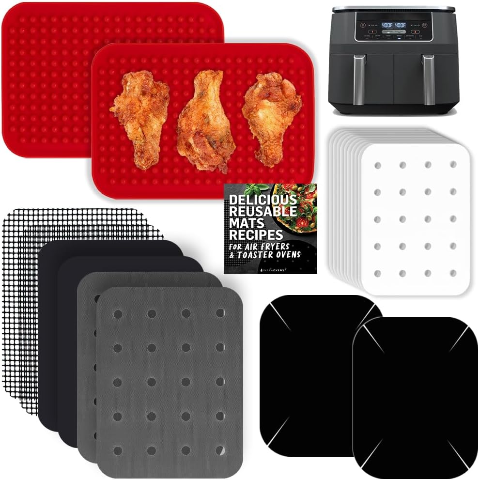 Dual Basket Air Fryer Accessories, 15pcs Set for Ninja DZ401 DZ201 Foodi Dualzone