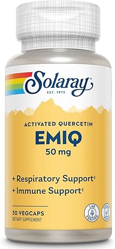 Solaray EMIQ Quercetina activada, sinusal, apoyo respiratorio e inmune, absorción mejorada, 30 porciones, 30 cápsulas vegetales