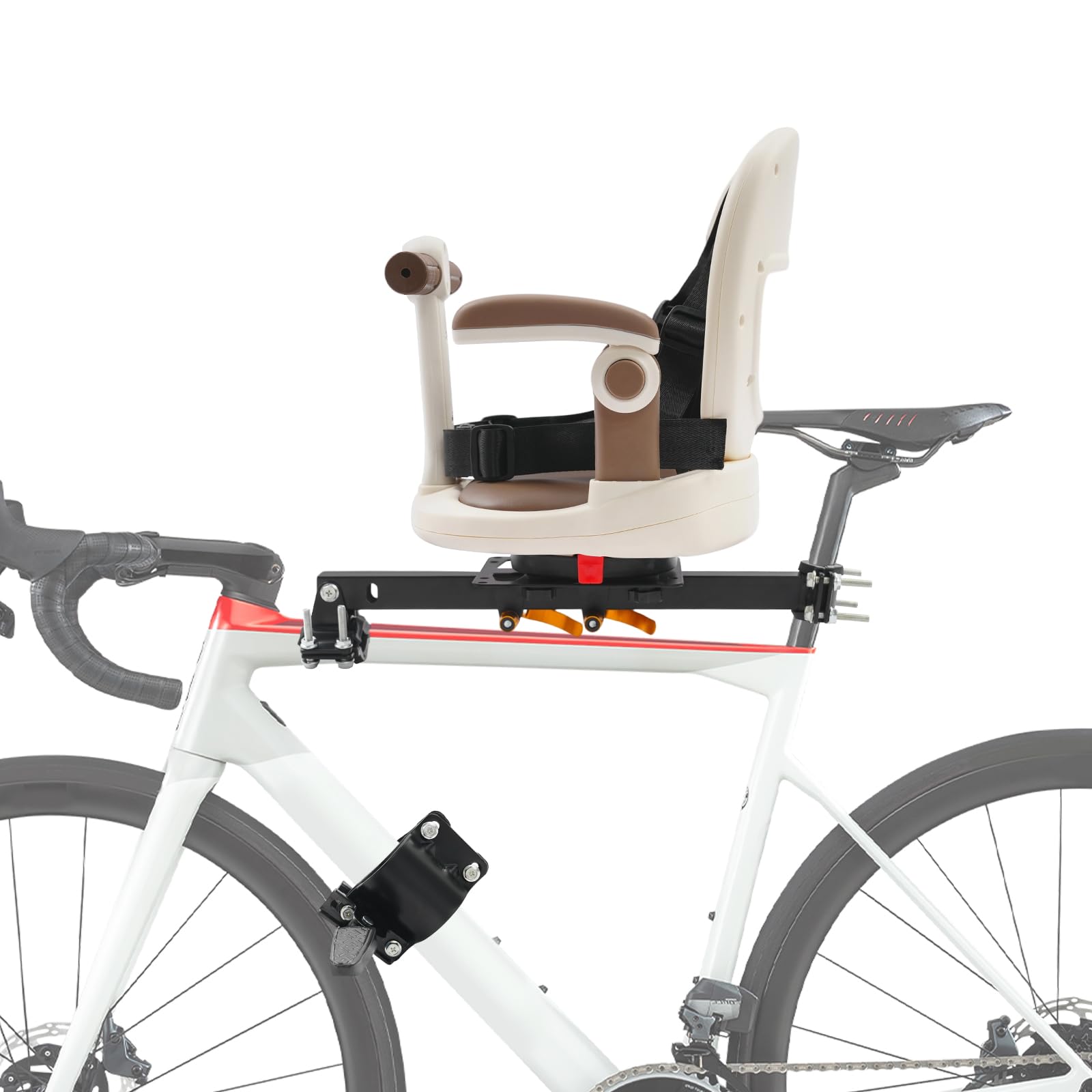 Fahrrad Kindersitz Vorne, Kinderfahrradsitz, Sicherheits-Kindersitz bis 40kg, Mountainbike Kindersitz mit Klappbarem Fußstützen, Sitzkissen, Armlehnen und Rückenlehne, für Mountainbikes,Cityräder