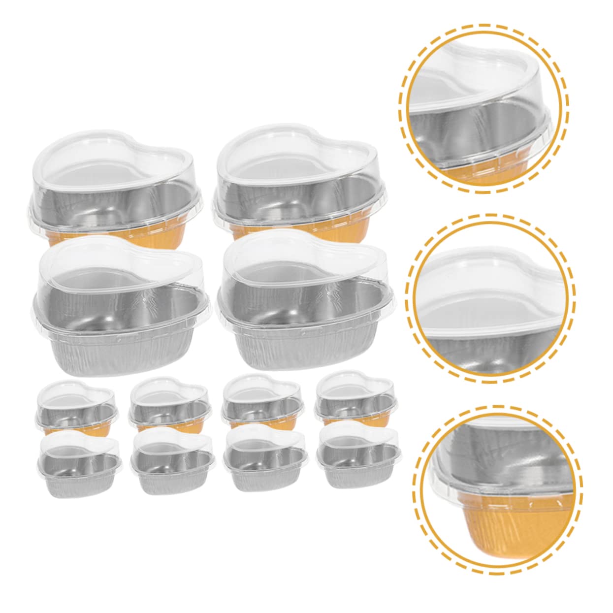 OKUMEYR 30Pcs Heart Shaped Cake Boxes Foil Baking Cups for Cupcakes Mousse and Dessert Packaging for Parties and Celebrations