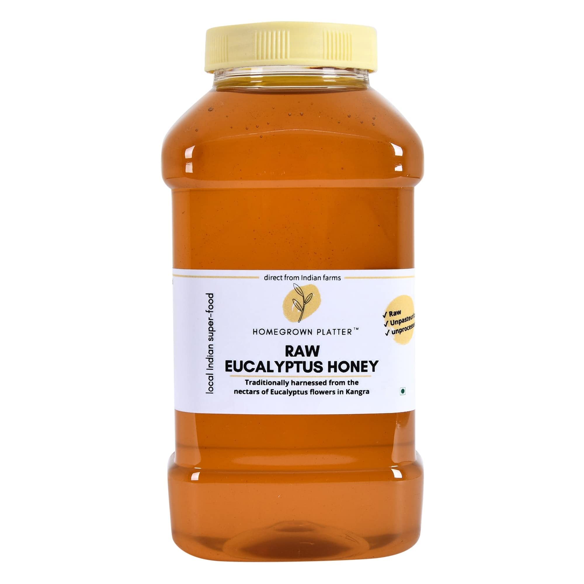 Homegrown Platter Pure Raw Eucalyptus Honey | Raw & Unprocessed | No Added Sugar | Immunity Boosting | for Weight Loss, Cold & Coughs | Organic Honey - 350g