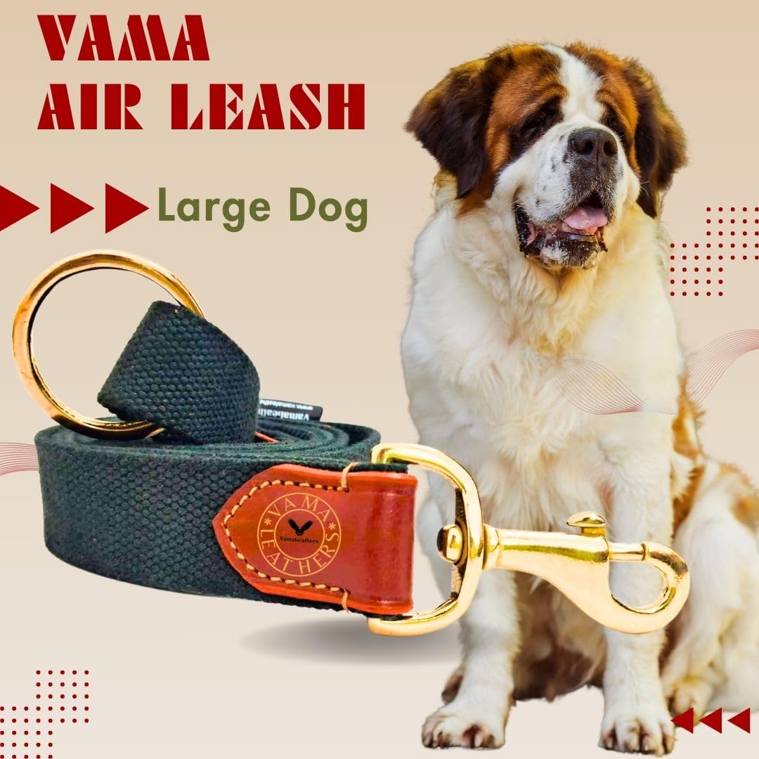 Vama AIR Leash Sustainable & EcoFriendly 100% Natural Cotton Solid Brass Hook Super Durable Anti Slip Leash for Large Dogs 5 Feet Long X 1.25 Inch Wide Hand Made Army Green (B0C61MT55R) Amazon Price History, Amazon Price Tracker