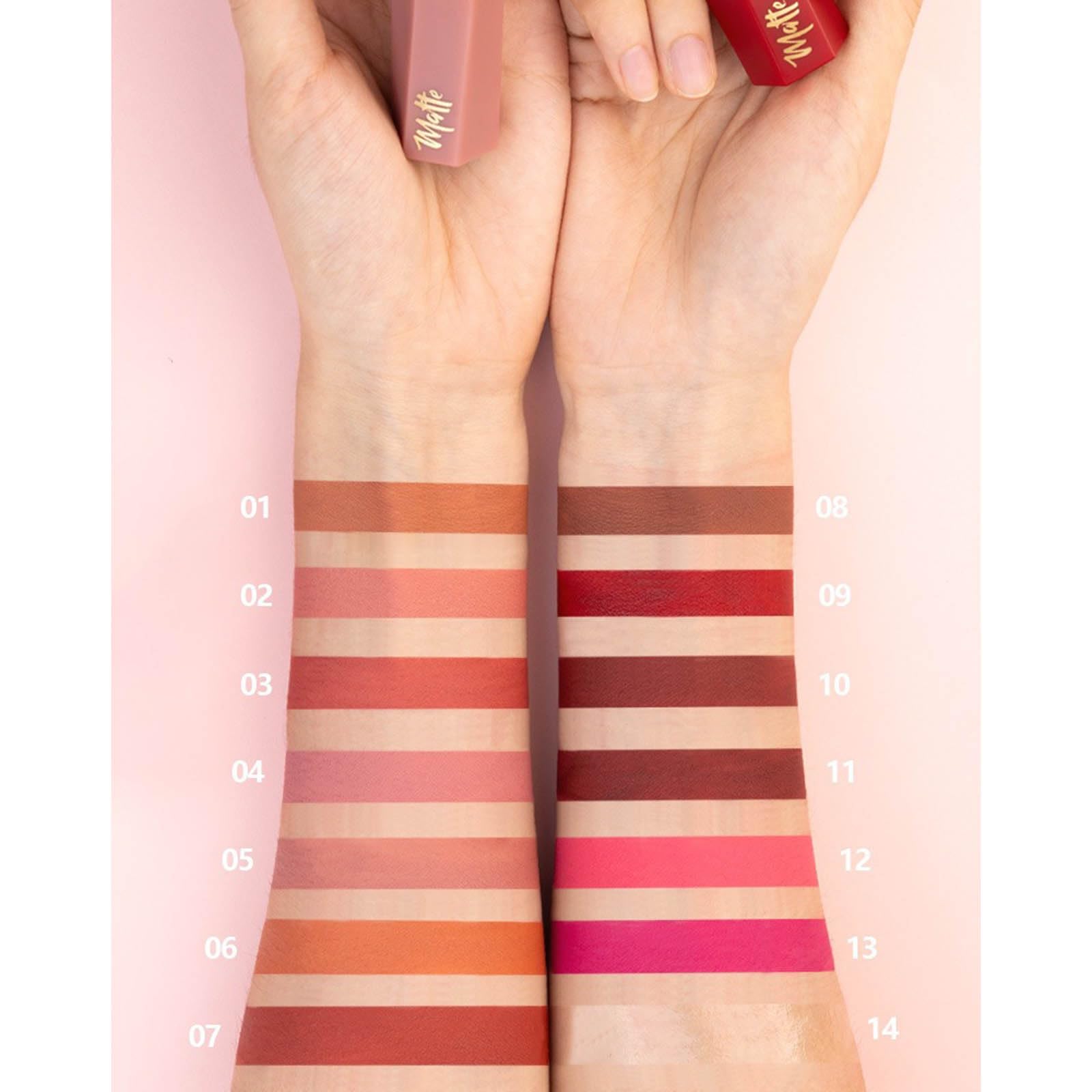 Matte Velvets Finish Lippenstift, langanhaltende, wischfeste Formeln, 14 Farbtöne, feuchtigkeitsspendender, nicht übertragender Lipgloss, übertragungssicherer Lipgloss