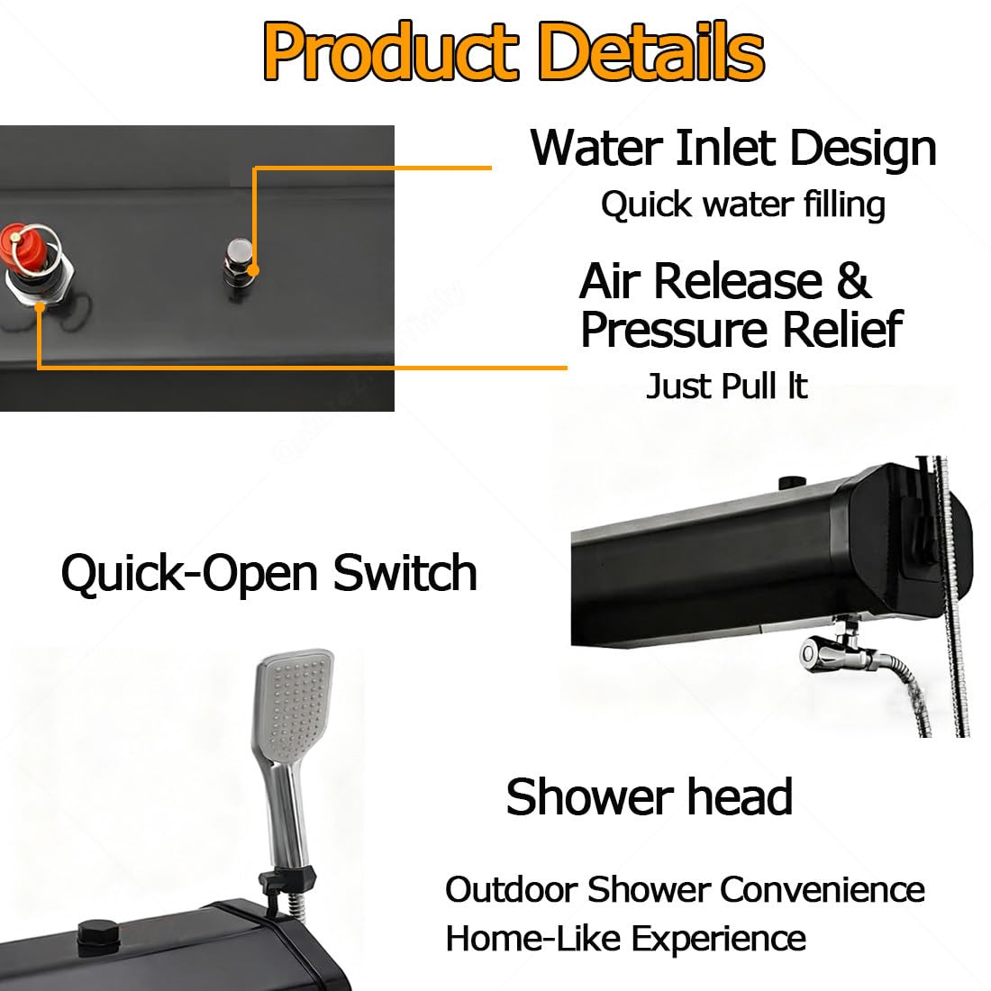 Campingdusche Camping Dusche Outdoor,Dachträger Druck Wassertank,Außendusche Solar mit Luftpumpe,Duschbrause Schlauch,Auf Dachträger für Geländewagen,Pickups Und Suvs 18L