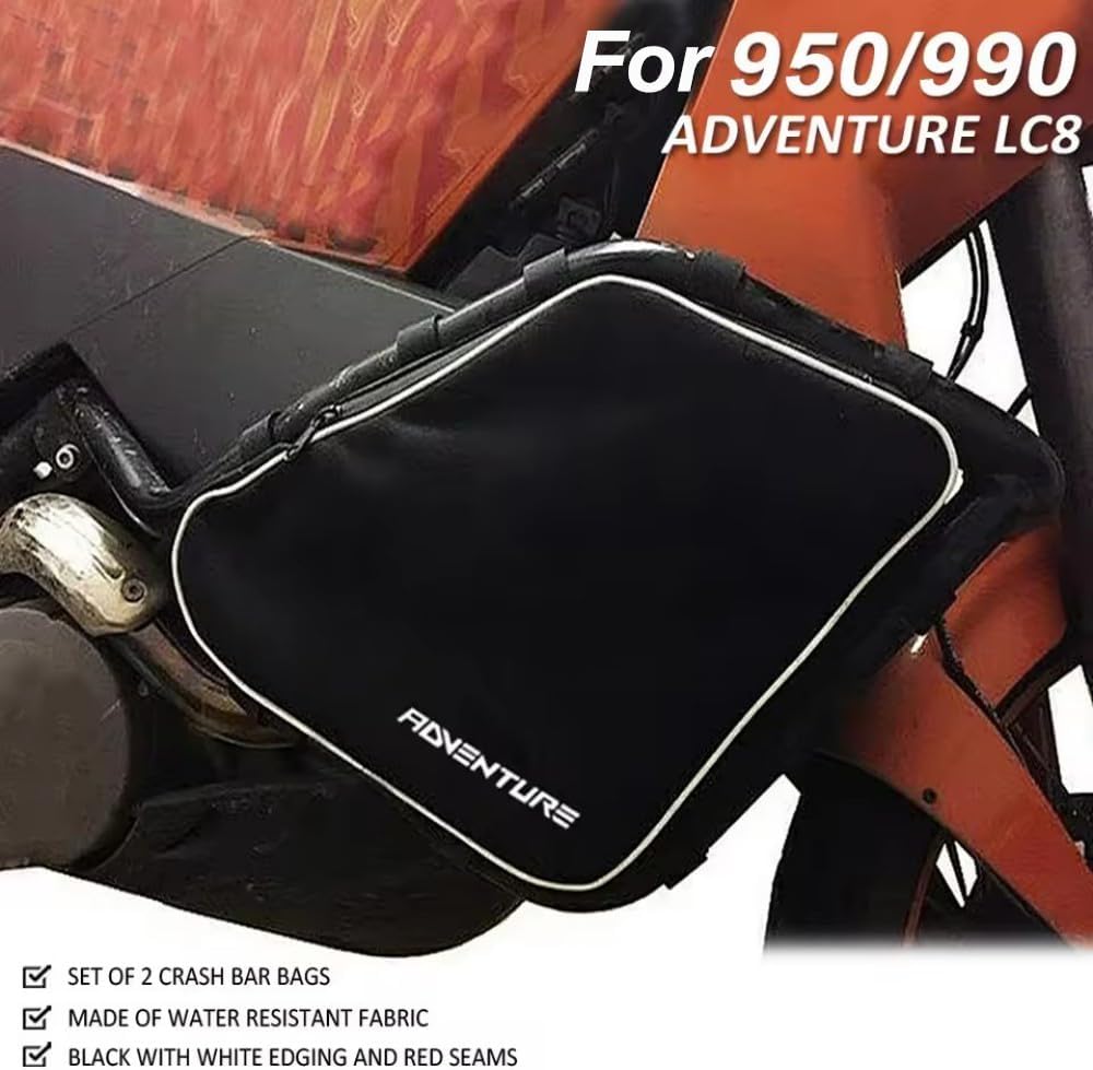 Motorcycle Front Side Frame Bags Fit for LC8 990/950 Adventure ADV ADVENTURE 2003-2013 2012 Black Waterproof Crash Bars Bag Bumper Storage Bag Repair Tool Placement Bags