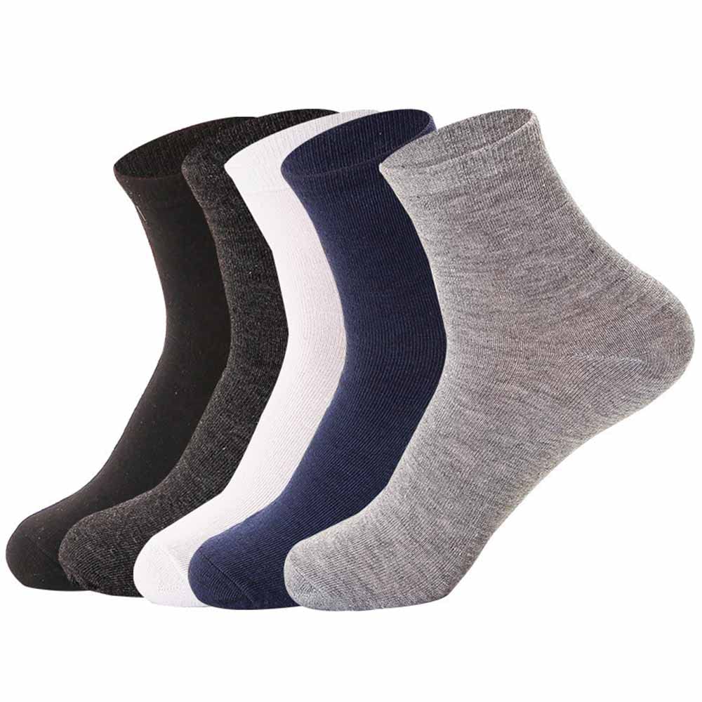 SOWUGI5 Pairs of Men's Business Cotton Solid Color Tube Socks