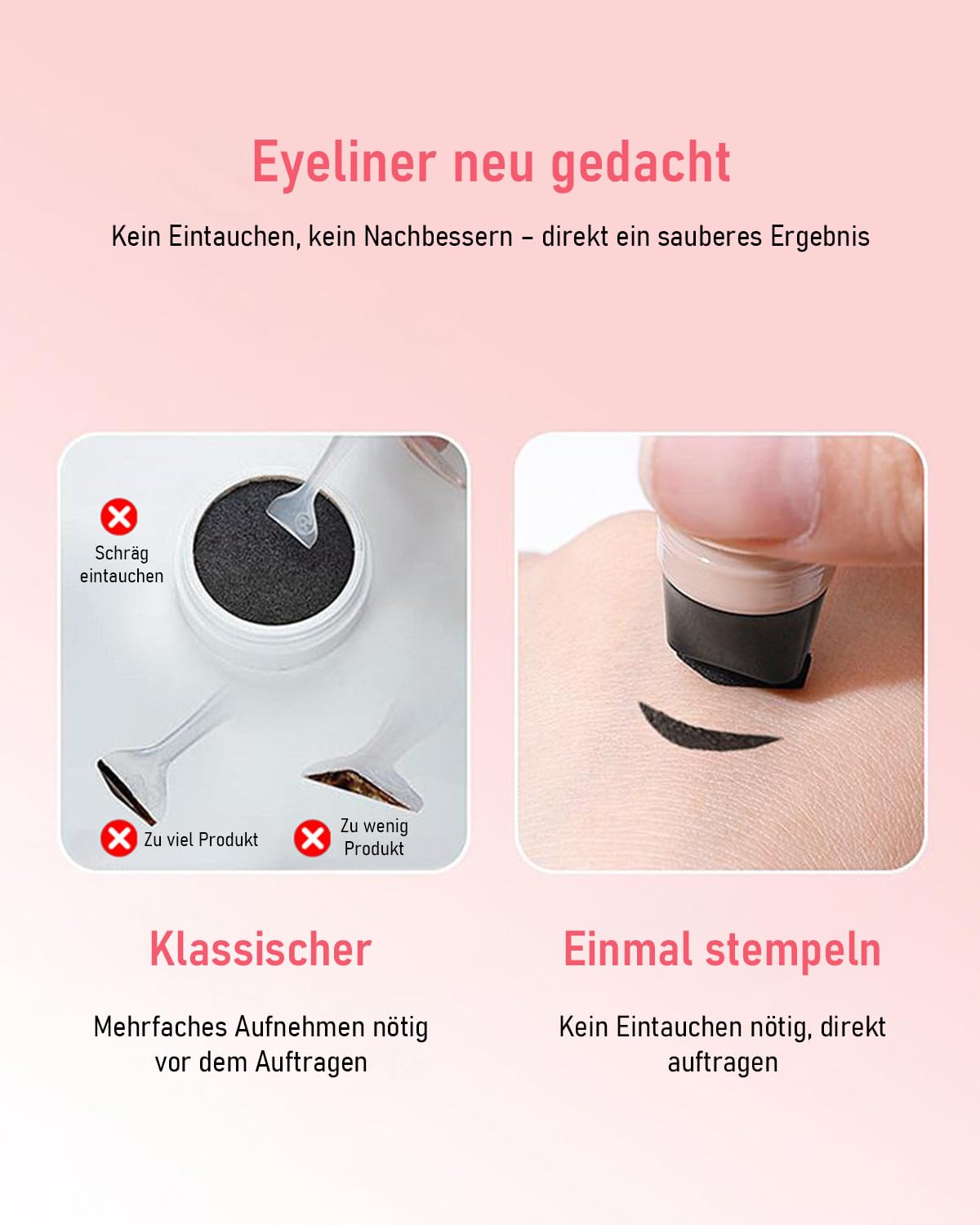 EONFAVE Stempel do eyelinera, dwustronny, wzór skrzydła na lewą i prawą stronę, precyzyjna kreska z obrotową konstrukcją, wodoodporny, długotrwały makijaż