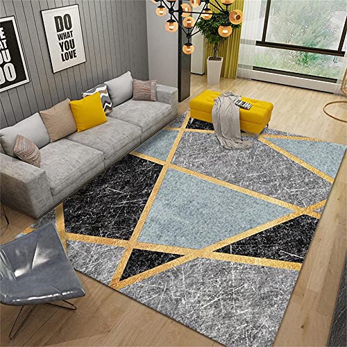 Zimmer Teppich Kinderteppich Goldene Ente Egg Blaugrau schwarzes modernes geometrisches Grafikdesign...