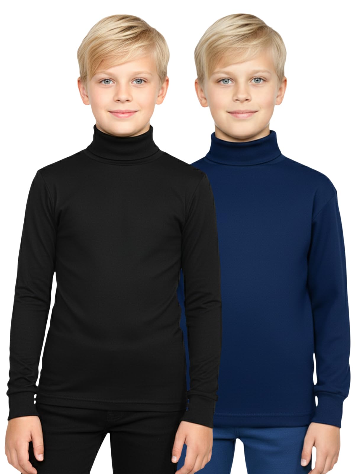 Lux Cott's Wool Boys High-Neck Full Sleeves Thermal Top | High Neck Thermal Top for Boys | Pack of 2