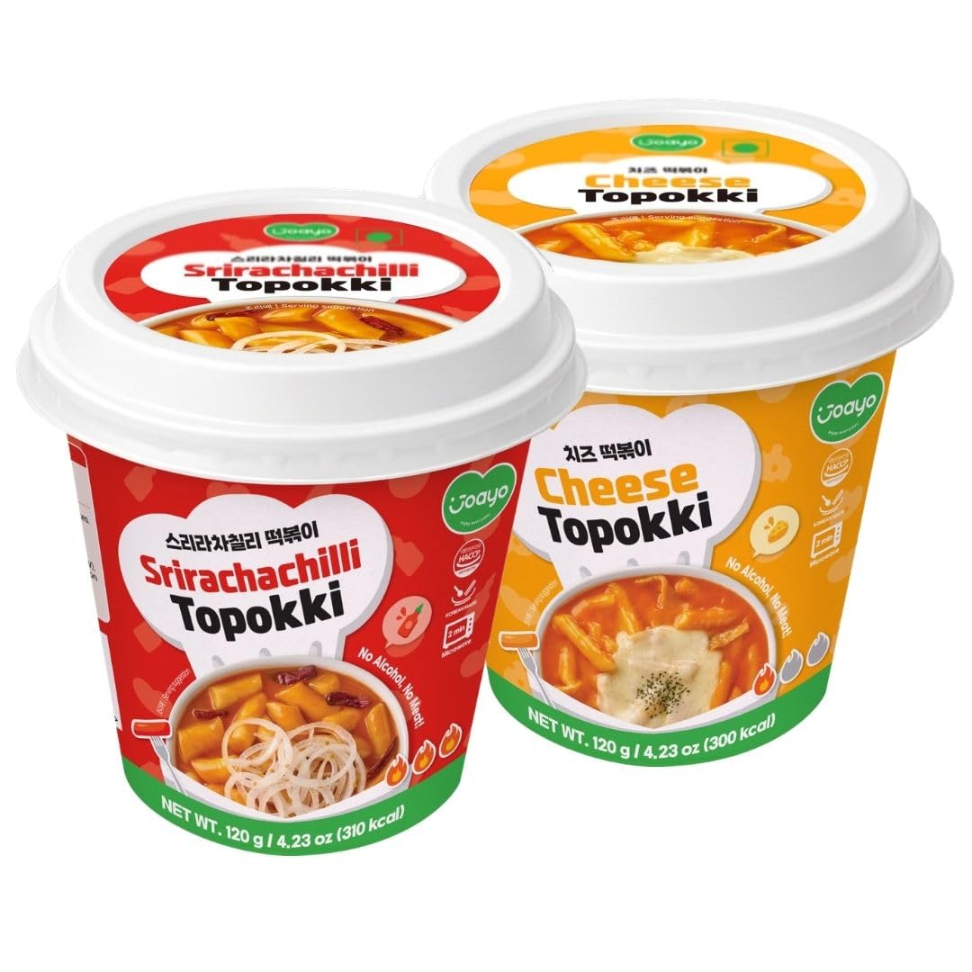 Joayo Cheese+Srirachachili Topokki Rice Cakes with Spicy & Rich Flavorful Savory Sauce 120g, Pack of 2, The Product of Korea (Famous Korean Street Food)-image-47