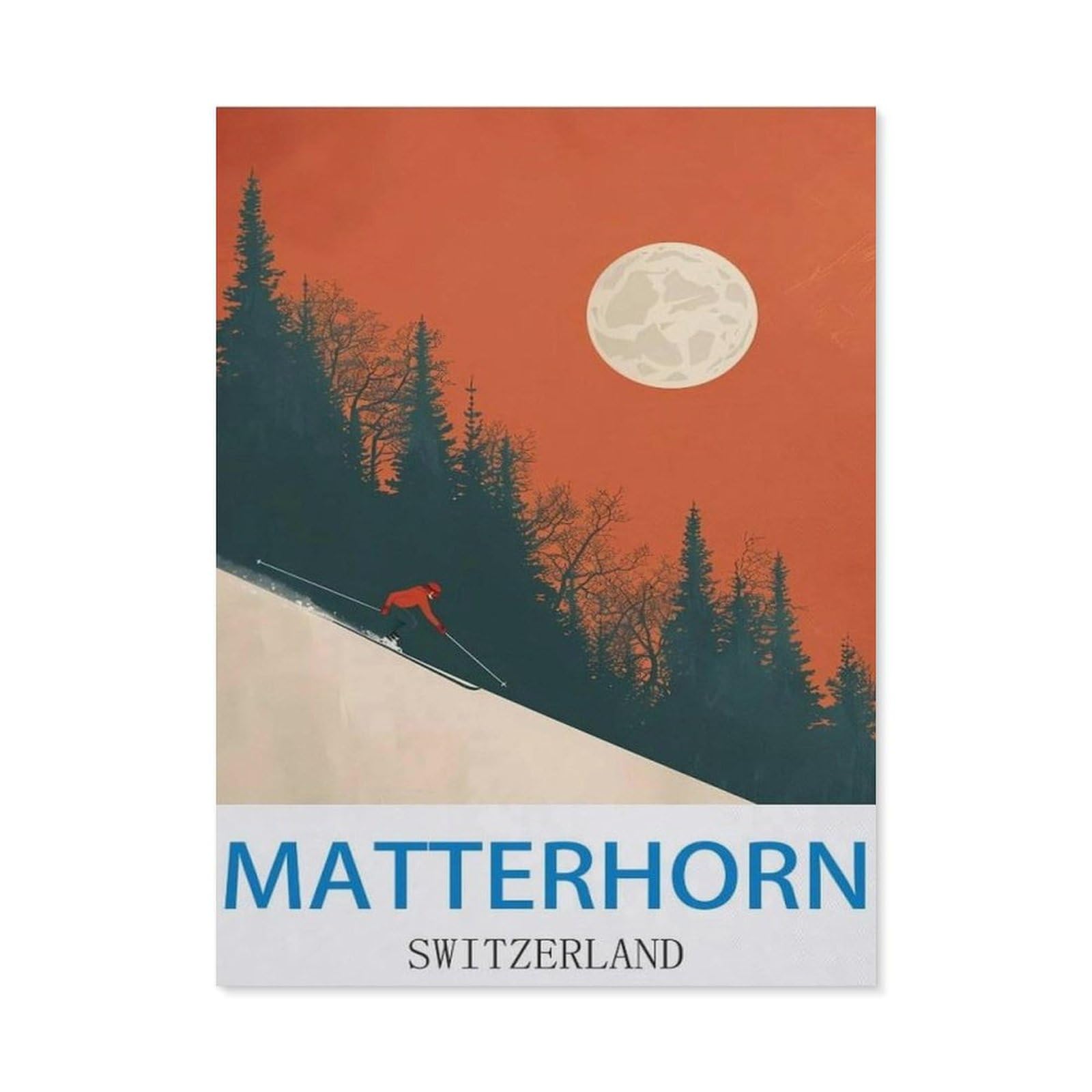 BEAYODKP DIY Diamond Art Kits，Matterhorn Switzerland,Ski，Full Drill Round Rhinestone Diamond Art Painting Accessories, Cross Stitch Embroidery Canvas for Crafts Home Wall Decor（30 x 40 cm）-CJ41