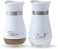 Vista 10 de Lonffery Juego de saleros y pimenteros – Recipientes de sal para regalos, decoración de cocina, hogar, caravana, campamento, barbacoa, dispensador