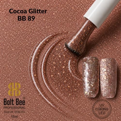 Image of BOLT BEE 15ML Gel Nail Polish 1Pc Clear Pink Glitter Nail Polish Soak Off UV LED Nail Gel Polish Nail Art Starter Manicure Salon DIY at Home, 0.5 OZ (1) (89)