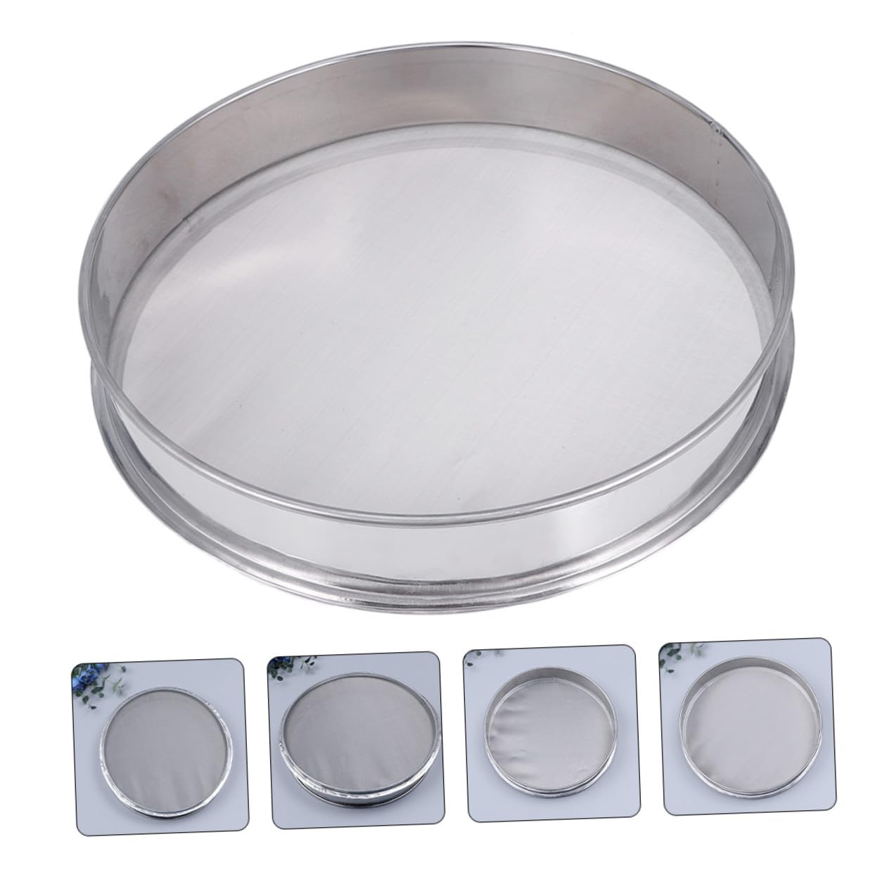 Cedazo de Acero Inoxidable 35 Cm, Malla Fina para Harina y Polen, Colador Vibratorio Resistente para Cocina y Jardinería, Filtro para Medicinas y Colador Multifunción