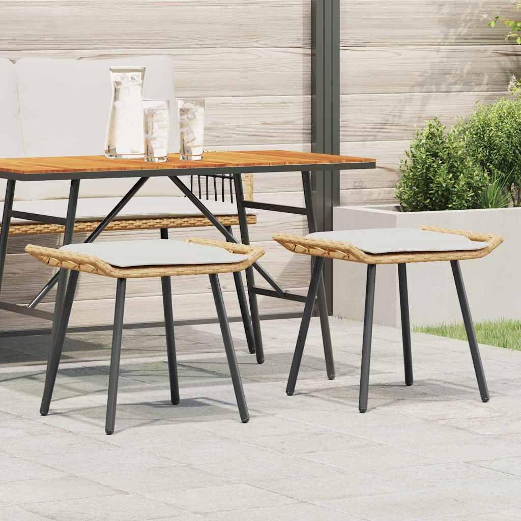 Tabourets de jardin 2 pcs Naturel 50x40x45 cm Rattan synthétique