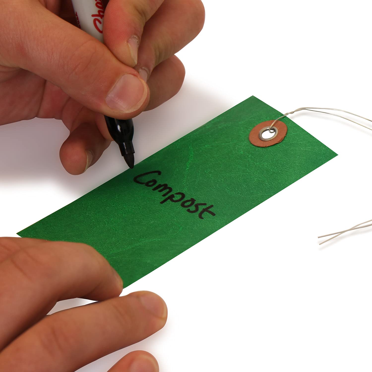 SmartSign (Pack of 100) 4.75 x 2.375 inch Blank Tyvek Shipping Tags with Pre-Attached Wires (Size - 5), 8 mil Plastic, Green, Made in USA