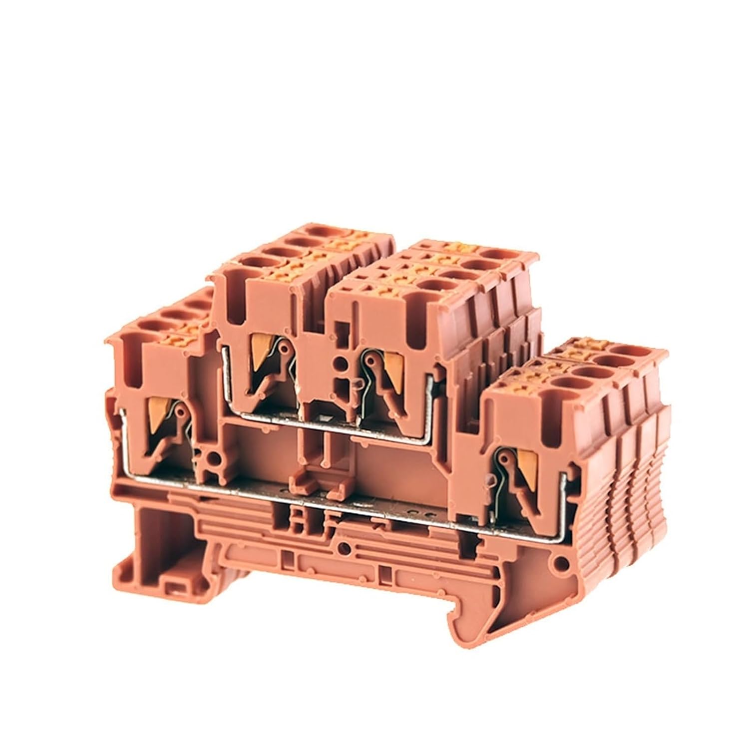 PTTB-2.5 10pcs Din Rail Terminal Block Electrical Connector Double Layer Spring Wiring Connection Wire Conductor Orange(Blue)