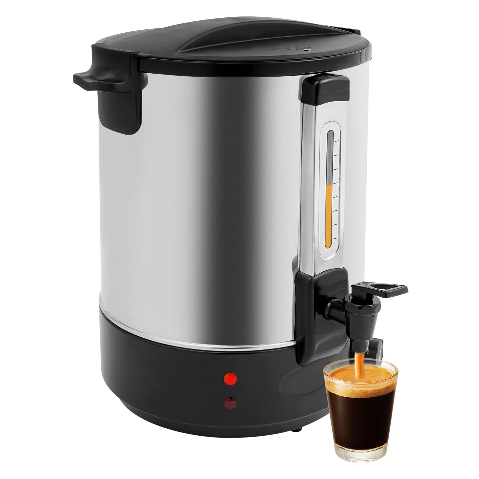 Giciashop Commercial 19L Coffee Pot, High-capacity Electric Heat Preservation Bucket with Scale Markings, Temperature Adjustable, Stainless Steel Hot Water Dispenser for Parties, Hotels (Black)