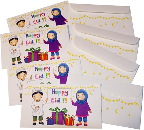 Zaffron Eid - Sobres de dinero para regalo navideño para niños con diseño Eid (8 unidades)