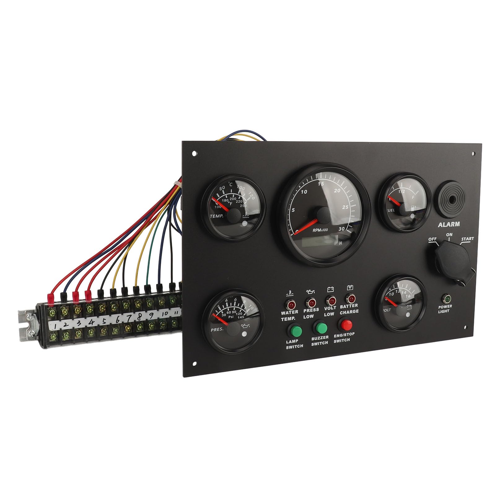 Panel de instrumentos Torvex, juego de indicadores de motor, temperatura de agua, aceite, voltaje, tacómetro, compatible con yates, autocaravanas, camiones y barcos, kit de 5