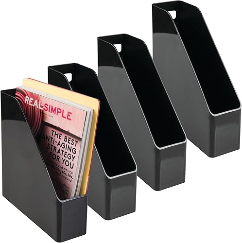 MDesign - Organizador de almacenamiento de plástico para papelería Vertical con asas, Negro