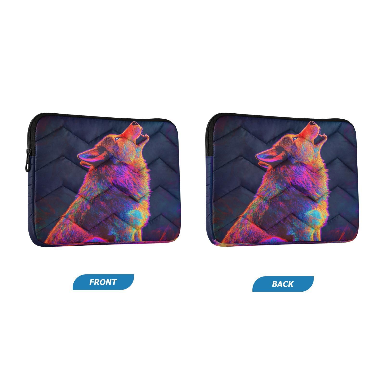 Colorful Wolf Lookingup Laptop Sleeve for 13-13.3 in Water Resistant Portable Laptop Sleeve Bag Case for Carry on Airport Travel