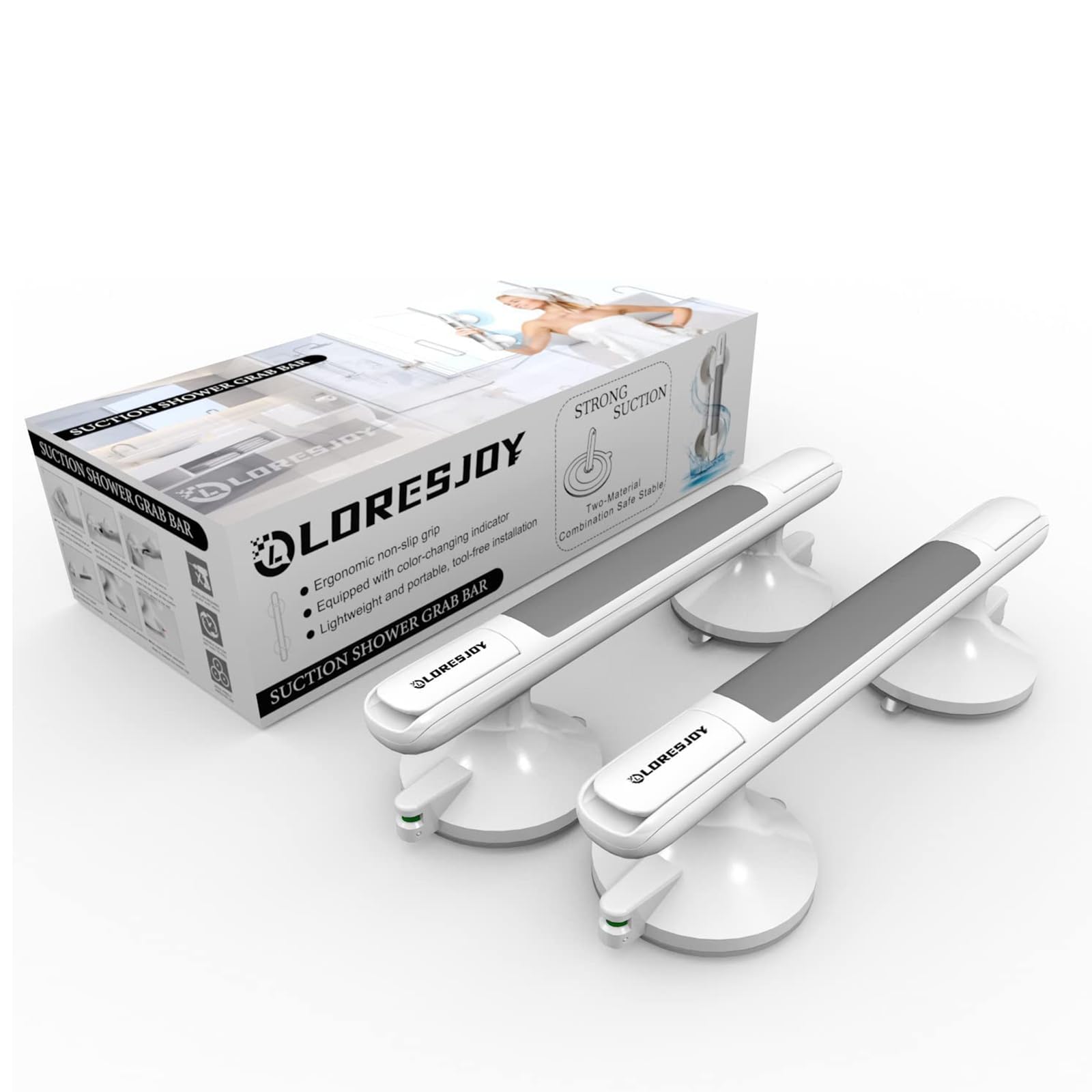 2 Stücke Haltegriff Dusche für Senioren, Haltegriffe für Bad, Haltegriff mit Saugnapf, Haltegriff Dusche Ohne Bohren, Mobiler Haltegriff für Senioren, WC Portable Haltegriff Badewannengriff