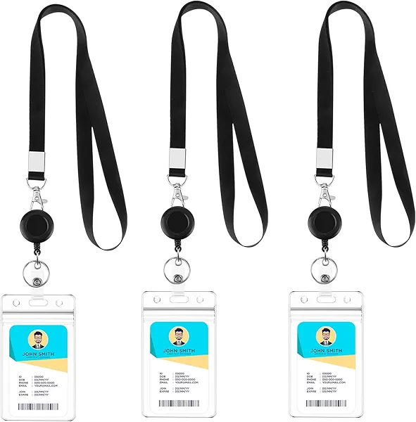 3 Pack Lanyards for ID Badges Holder Retractable Lanyards for Cruise Ship Cards Badge Reel Clip with ID Holders Clear Waterproof