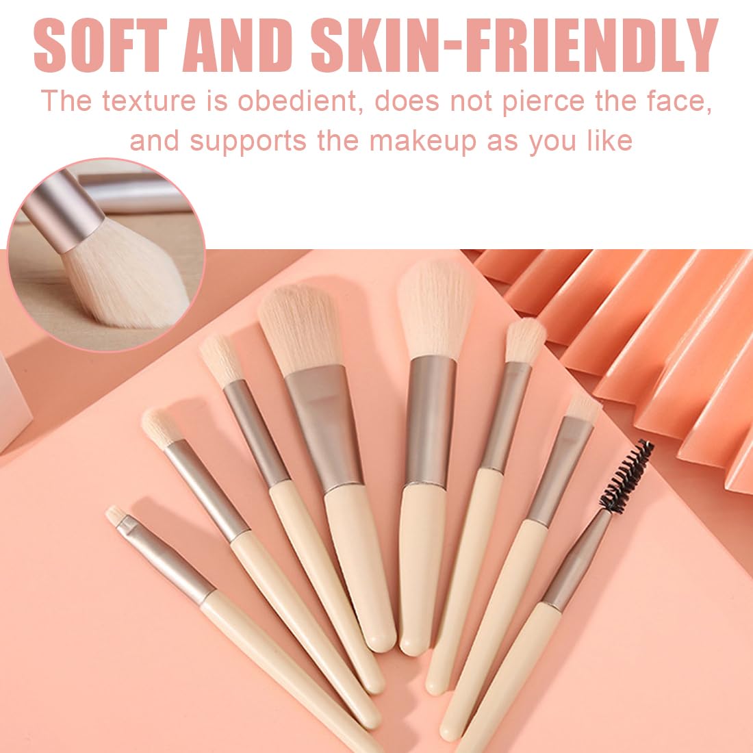 Pinceles de Maquillaje, Juego de 8 Piezas con Bolsa de Almacenamiento, Brochas de Maquillaje de Ojos Profesionales, Adecuado para Principiantes y Profesionales, Uso en Multiple Ocasiones